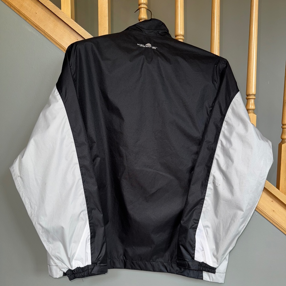 THE WEATHER CO WATER PROOF BLACK AND WHITE ZIP UP GOLF JACKET sz M - Picture 2 of 9